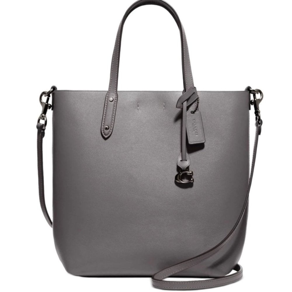 Coach calf leather Shopper Tote Grey/Gunmetal